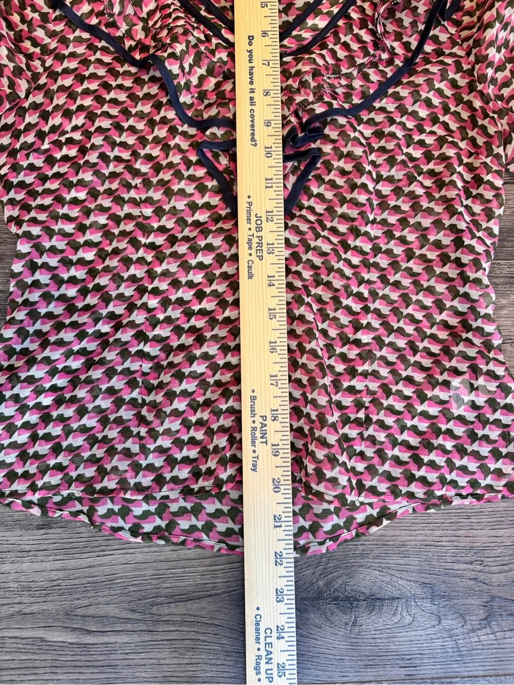 Odille Pink Geometric Ruffle-Trim Blouse - Picture 4 of 9